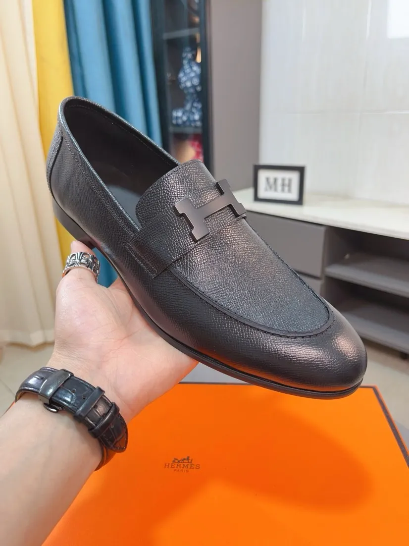 Men's shoes 💰560🌹🌹Niuli "HERMES" Hermès business leather shoes, original factory configuration, original imported cowhide upper + luxury hardware logo + fully imported original customized cowhide lining, sole: rubber wear-resistant outsole, difficult craftsmanship, original factory follow-up goods, 🔍🔍high quality code number: 38-44 45 can be customized